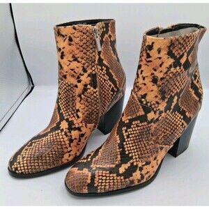 Steve Madden Boots Womens 7.5 Dallas Ankle Faux Snakeskin Block Heels New